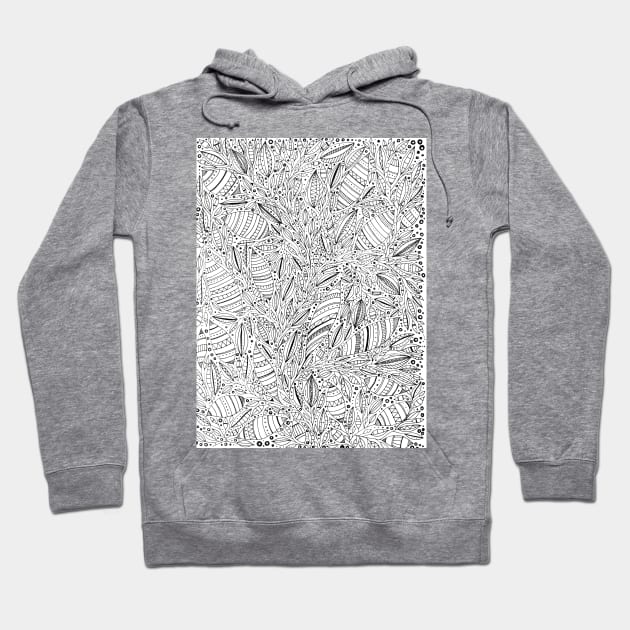 Hand drawn abstract leaves doodle drawing Hoodie by kallyfactory